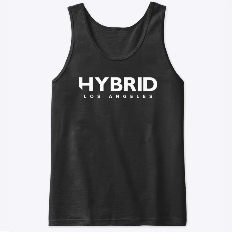 HYBRID LA Mens Tank Top White Script 